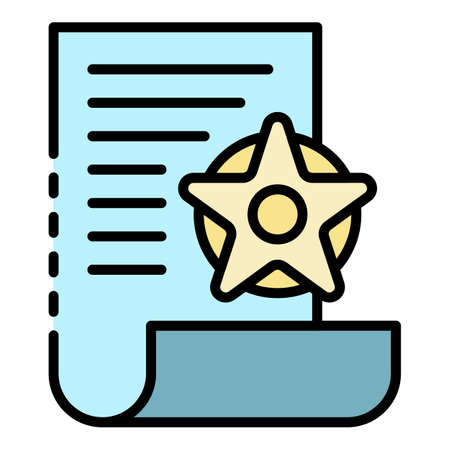 Magic papyrus icon. Outline magic papyrus vector icon color flat isolatedのイラスト素材