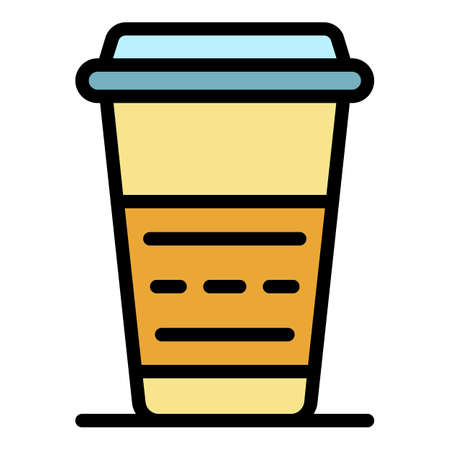 Take and go coffee icon. Outline take and go coffee vector icon color flat isolatedのイラスト素材