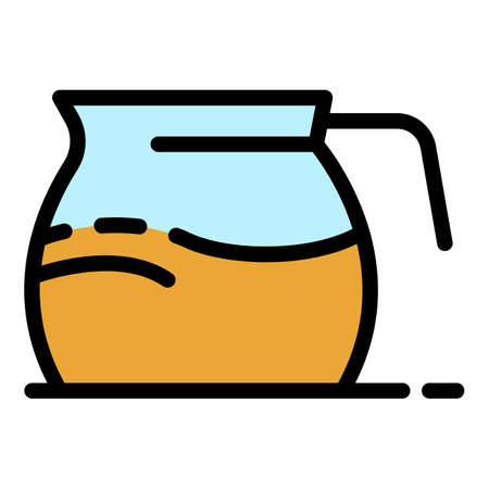 Coffee pot icon. Outline coffee pot vector icon color flat isolatedのイラスト素材
