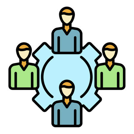 Gear company people icon. Outline gear company people vector icon color flat isolatedのイラスト素材