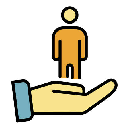 Help care man icon. Outline help care man vector icon color flat isolatedのイラスト素材