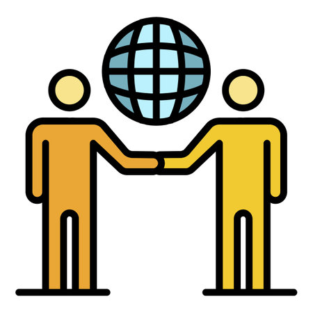 Global partner charity icon. Outline global partner charity vector icon color flat isolatedのイラスト素材
