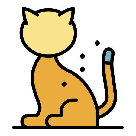 Dirty mite cat icon. Outline dirty mite cat vector icon color flat isolatedのイラスト素材