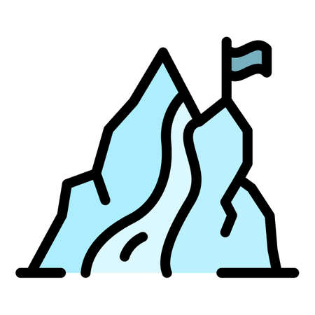 Mountain cascade icon. Outline mountain cascade vector icon color flat isolatedのイラスト素材