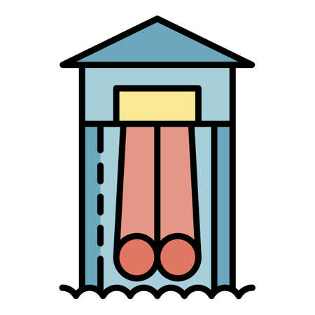 Aquapark double slide icon. Outline aquapark double slide vector icon color flat isolatedのイラスト素材