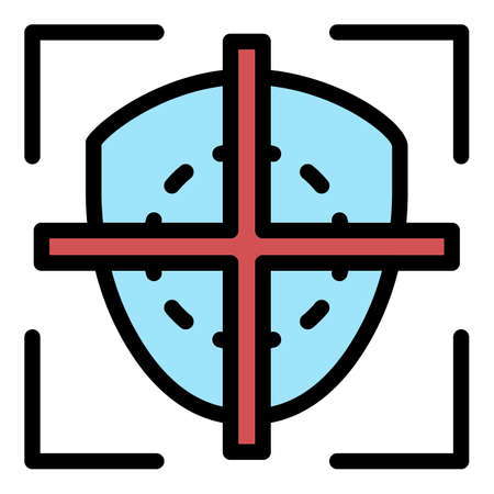 Face recognition sight icon. Outline face recognition sight vector icon color flat isolatedのイラスト素材