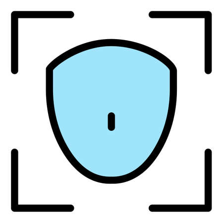 Smartphone face detection icon. Outline smartphone face detection vector icon color flat isolatedのイラスト素材