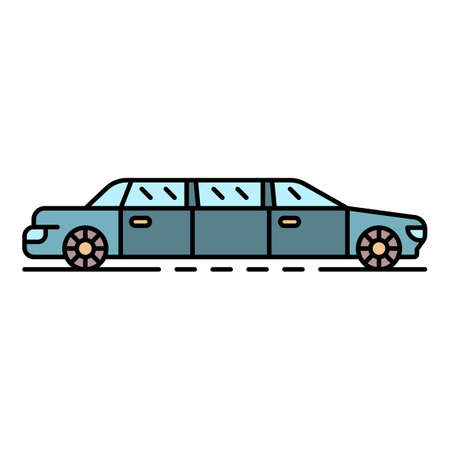Limousine car icon. Outline limousine car vector icon color flat isolatedのイラスト素材