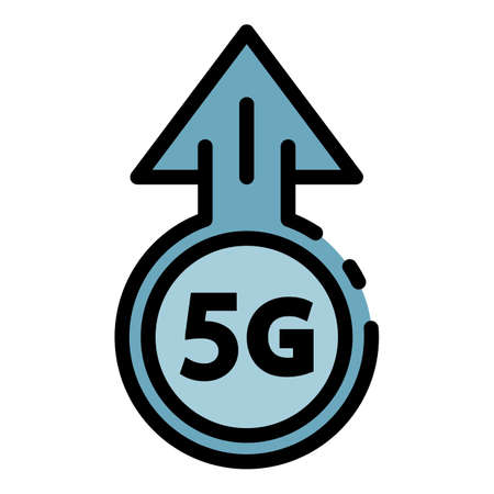 5G speed icon. Outline 5G speed vector icon color flat isolatedのイラスト素材