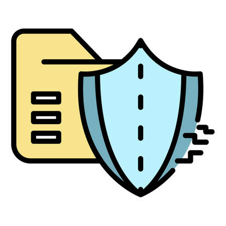 Cyber attack on firewall icon. Outline cyber attack on firewall vector icon color flat isolatedのイラスト素材