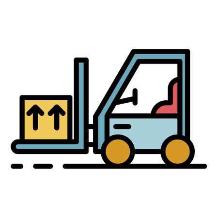Forklift with goods icon. Outline forklift with goods vector icon color flat isolatedのイラスト素材