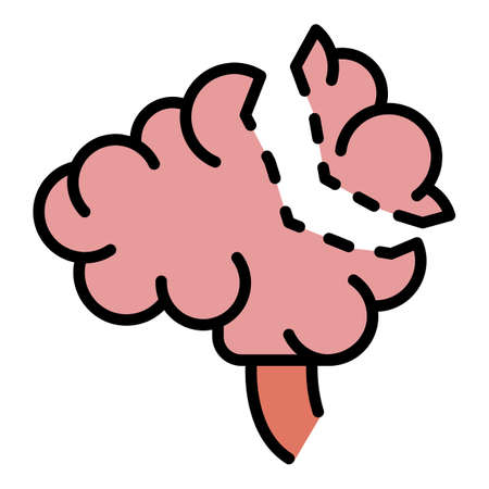 Brain cut icon. Outline brain cut vector icon color flat isolatedのイラスト素材