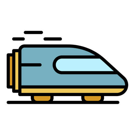 Fast train icon. Outline fast train vector icon color flat isolatedのイラスト素材