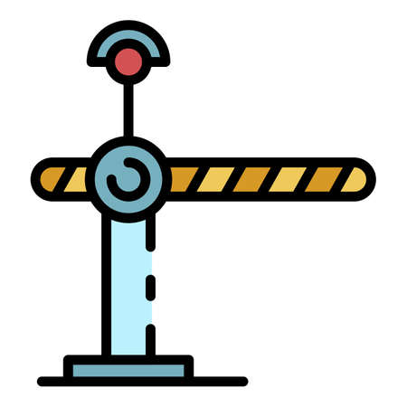 Railway barrier icon. Outline railway barrier vector icon color flat isolatedのイラスト素材