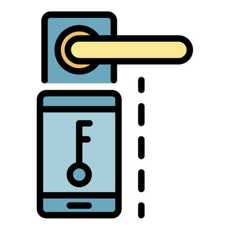 Smart lock icon. Outline smart lock vector icon color flat isolatedのイラスト素材