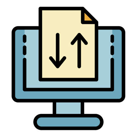 Digitization of documents icon. Outline digitization of documents vector icon color flat isolatedのイラスト素材