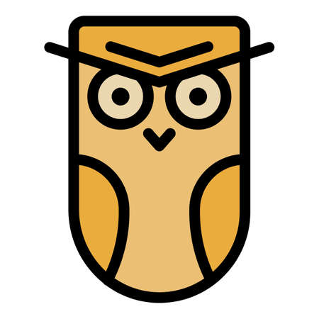 Angry owl icon. Outline angry owl vector icon color flat isolatedのイラスト素材