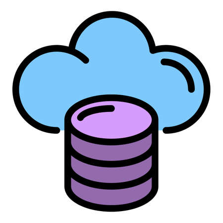 Hard drives cloud icon. Outline hard drives cloud vector icon color flat isolatedのイラスト素材