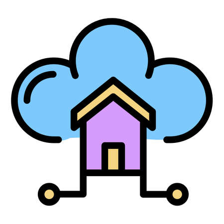 Smart home cloud icon. Outline smart home cloud vector icon color flat isolatedのイラスト素材