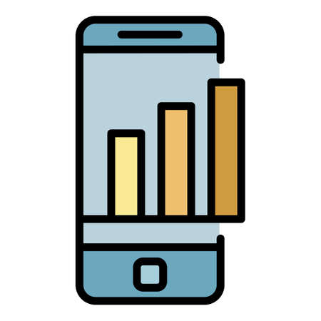 Finance graph column icon. Outline finance graph column vector icon color flat isolatedのイラスト素材