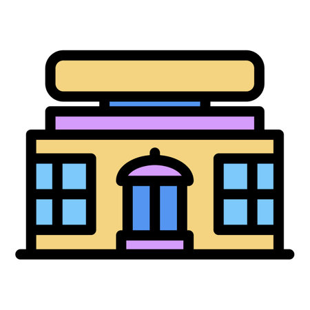 Street market icon. Outline street market vector icon color flat isolatedのイラスト素材