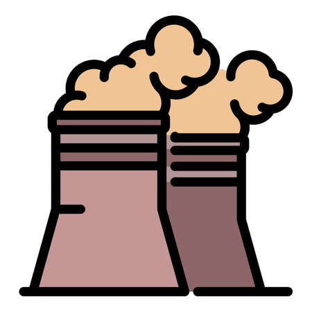 Power plant icon. Outline power plant vector icon color flat isolatedのイラスト素材