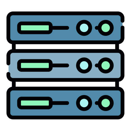 Mining server icon. Outline mining server vector icon color flat isolatedのイラスト素材