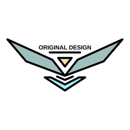 Wings original logo. Outline wings original vector logo color flat isolatedのイラスト素材