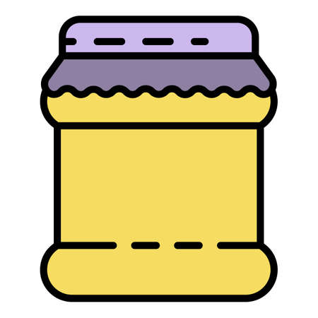 Homemade jam jar icon. Outline homemade jam jar vector icon color flat isolatedのイラスト素材