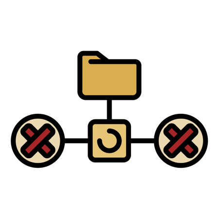 Folder network firewall icon. Outline folder network firewall vector icon color flat isolatedのイラスト素材