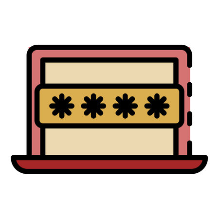 Computer password icon. Outline computer password vector icon color flat isolatedのイラスト素材