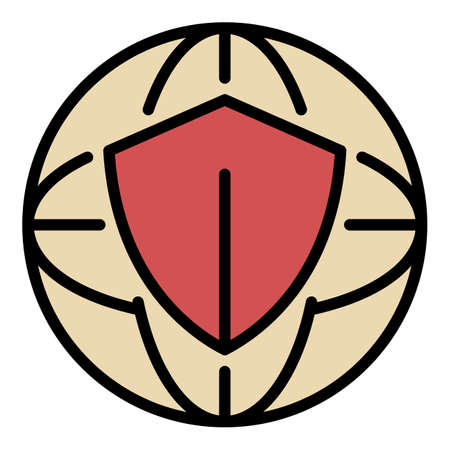Safe global internet icon. Outline safe global internet vector icon color flat isolatedのイラスト素材