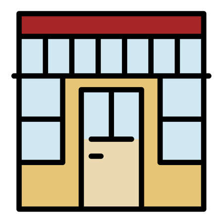 Outside store icon. Outline outside store vector icon color flat isolatedのイラスト素材
