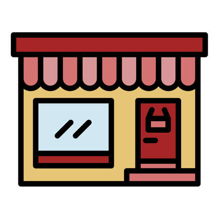 Grocery street shop icon. Outline grocery street shop vector icon color flat isolatedのイラスト素材