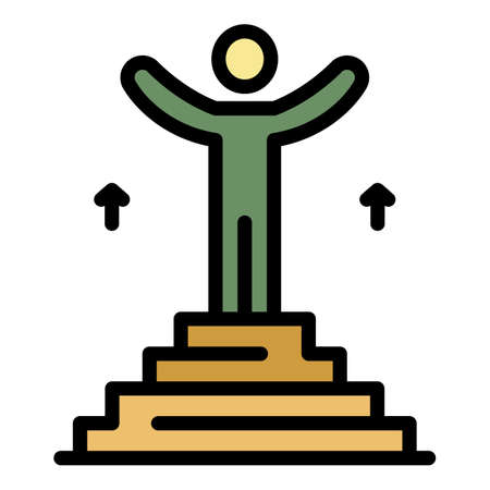 Staff education podium icon. Outline staff education podium vector icon color flat isolatedのイラスト素材