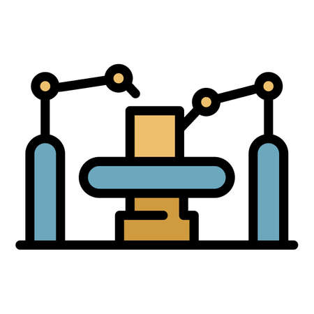 Industry assembly line icon. Outline industry assembly line vector icon color flat isolatedのイラスト素材