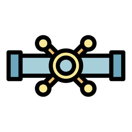 Metal pipe tap icon. Outline metal pipe tap vector icon color flat isolatedのイラスト素材