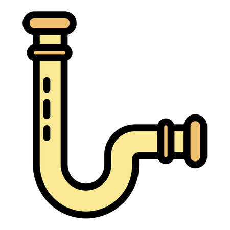 Bathroom pipe icon. Outline bathroom pipe vector icon color flat isolatedのイラスト素材