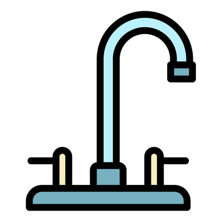 Faucet icon. Outline faucet vector icon color flat isolatedのイラスト素材