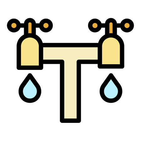 Double water tap icon. Outline double water tap vector icon color flat isolatedのイラスト素材