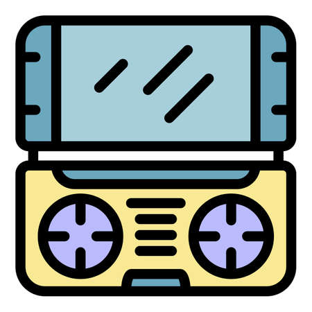Game console icon. Outline game console vector icon color flat isolatedのイラスト素材