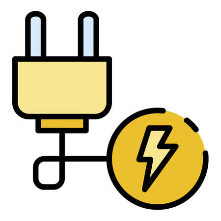 Electric plug wire icon. Outline electric plug wire vector icon color flat isolatedのイラスト素材