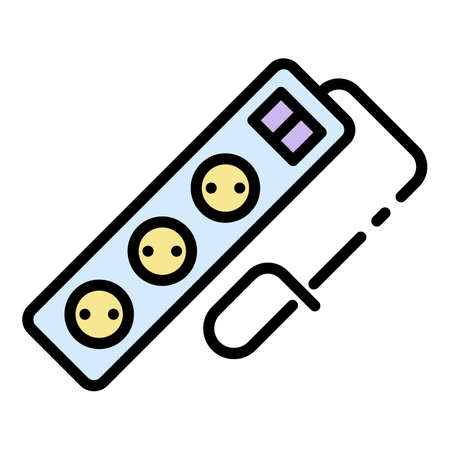 Tripled wire socket icon. Outline tripled wire socket vector icon color flat isolatedのイラスト素材
