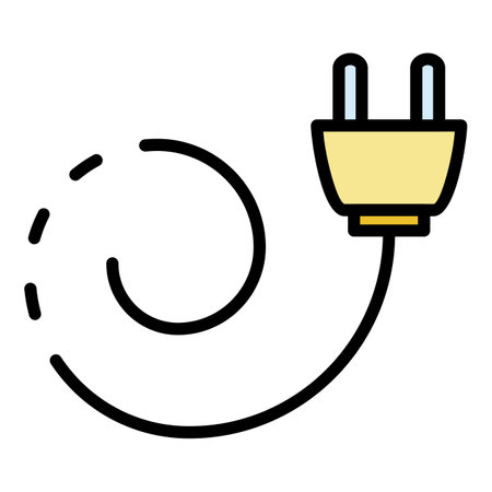 Extension plug cord icon. Outline extension plug cord vector icon color flat isolatedのイラスト素材