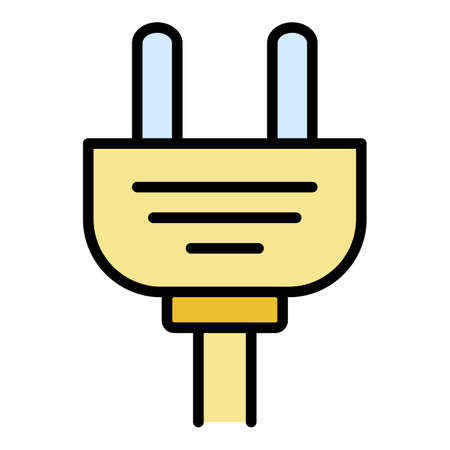 Classic plug cable icon. Outline classic plug cable vector icon color flat isolatedのイラスト素材