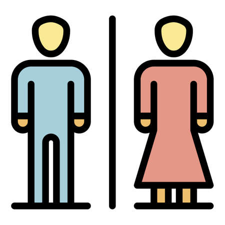 Man woman toilet icon. Outline man woman toilet vector icon color flat isolatedのイラスト素材