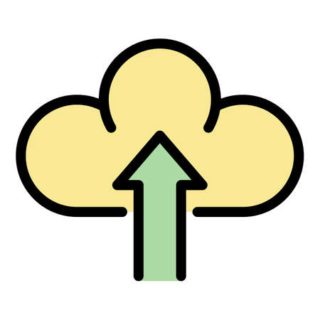 Upload data to the cloud icon. Outline upload data to the cloud vector icon color flat isolatedのイラスト素材