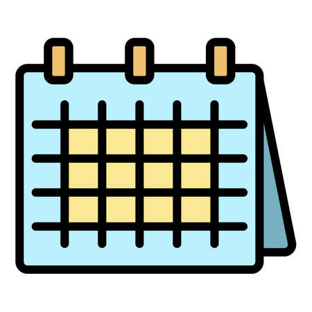 Desk calendar icon. Outline desk calendar vector icon color flat isolatedのイラスト素材