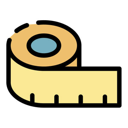 Tailor measuring tape icon. Outline tailor measuring tape vector icon color flat isolatedのイラスト素材