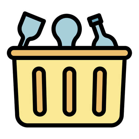 Container for waste plastic icon. Outline container for waste plastic vector icon color flat isolatedのイラスト素材